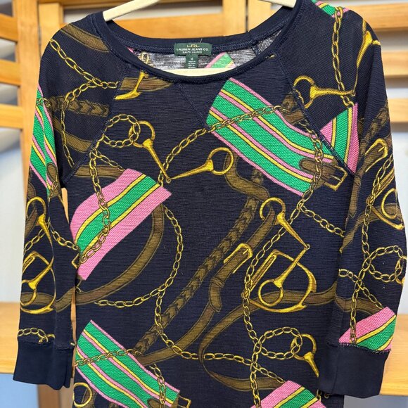 Ralph Lauren Equestrian Print Pullover Sweater Excellent Used Condition Size M - Picture 1 of 7